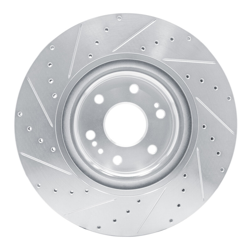 Cadillac Escalade Brake Rotor (1) - Front Right - R1 Concepts - Drilled & Slotted - Silver - `21-`25
